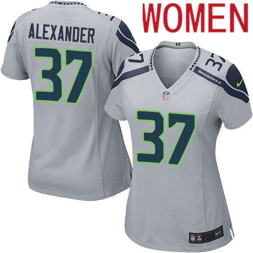 Women Seattle Seahawks #37 Shaun Alexander Nike Gray Game NFL Jersey